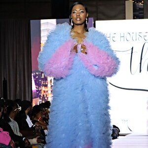 Baby Blue & Pink Trimmed Tulle Opera Coat